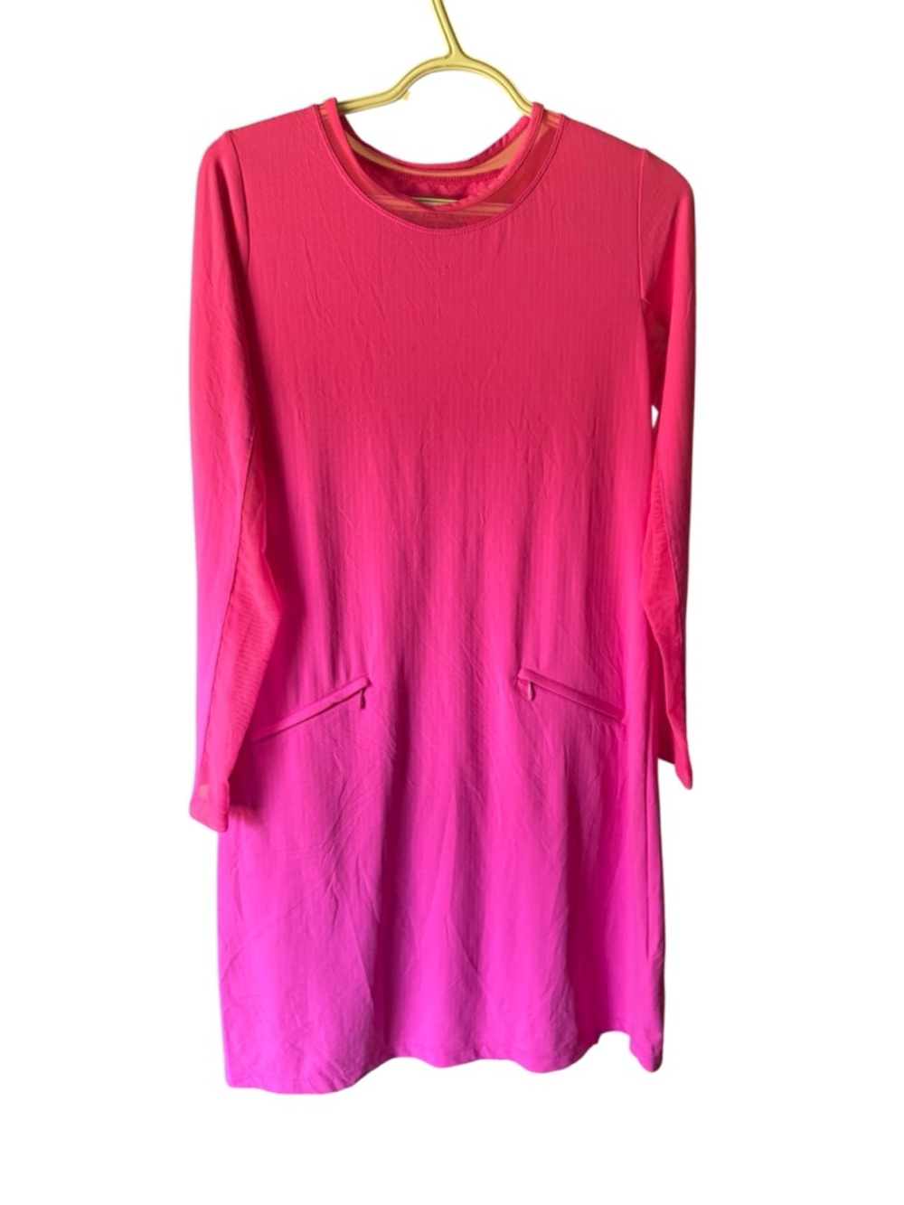 IBKUL Hot Pink to Fuchsia Ombre Long Sleeve Midi Dress